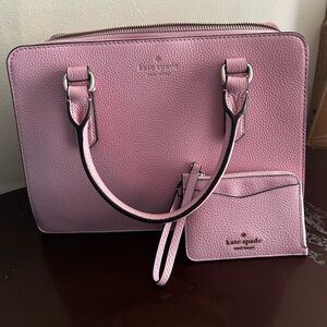 kate spade New York Pink Leather Satchel with Wallet